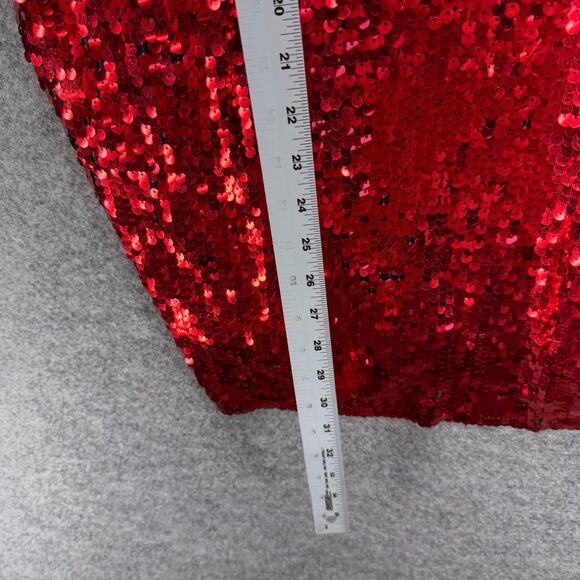 Why T-Shirt Women One Size Red Sequin Short Sleeve Crew Neck Pullover Casual - Picture 6 of 7